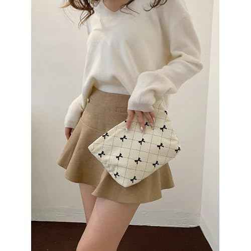 Bows Cosmetic Bags for Women, Cute Bow Makeup Bag Coquette Aesthetic Purse Travel Makeup Bag Small Cosmetic Bag for Purse