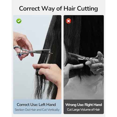 Hair Cutting Scissors for Left Hand, ULG Left-Handed Professional Hair Scissors 6.5-Inch Razor Edge Barber Shears for Salon and Home Hair Cutting Made of Japanese Stainless Steel, Blue Fingerhole Ring