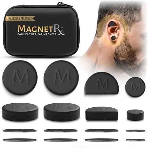 MagnetRX¢ç Cauliflower Ear Magnets ? 8 Multi?Size Magnets & Spacer with Case ? Compression Ear Magnet for Cauliflower Draining, Pressure Earring for Keloids, BJJ, Wrestling & MMA Treatment & Prevention