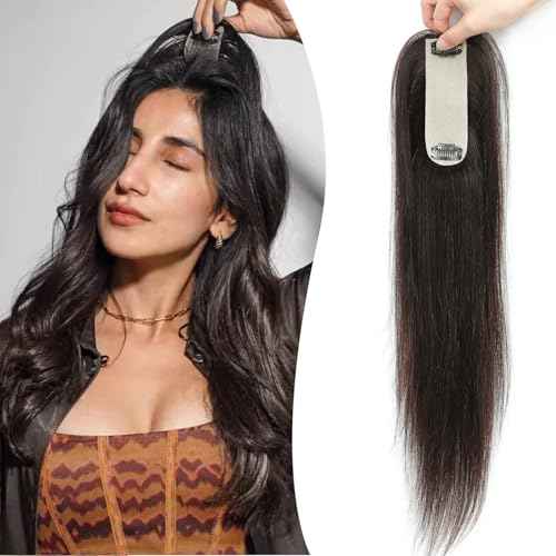 Urbeauty Hair Toppers for Women Real Human Hair for Thinning, 16 inch 1.5¡±x5¡±Silk Base Upgrade Topper, Clip-in Volume Enhancer, Natural-Looking, No Glue, Breathable, Lightweight