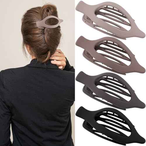 Flat Hair Claw Clips for Thick and Thin Hair - Large Alligator Clips, Duck Billed Barrettes and Matte Neutral Clamps for Women and Girls