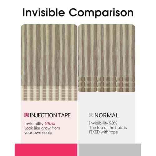 Youngsmile Injection Tape in Hair Extensions Human Hair #18P613 Ash Blonde with Bleach Blonde Real Human Hair 20pcs 45g 20 Inch Injected Tape in Hair Extensions Seamless Tape ins (#18P613,20'')