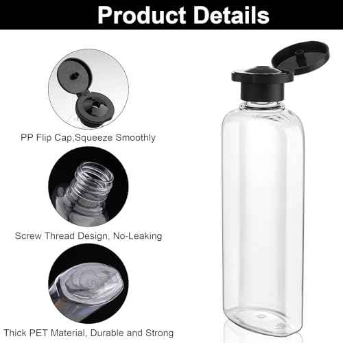 Travel Shampoo and Conditioner Bottles 7.7oz 3 Pack Leak Proof Squeeze Bottles with Flip Cap Refillable Containers Plastic Travel Toiletry Bottles for Lotion Shampoo Conditioner