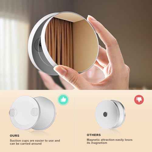 MINISO Vanity Mirror with Lights, 9.8" x 11.8" LED Makeup Mirror, Light & Brightness Adjustment, Smart Sensor, Aluminum Alloy Metal White Frame, with 5X Magnifying Glass