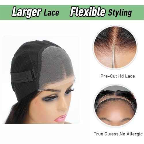 26 Inch Lace Front Wigs Human Hair 10A 6x4 Glueless Wigs Human Hair Pre Plucked Pre Cut Body Wave Lace Front Wigs Human Hair 180% Denisty HD Transparent Lace Frontal Wigs Human Hair For Black Women
