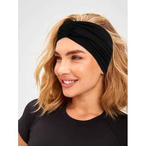 Wide Headbands for Women Black Stylish Head Wraps Multi Styles, Fashion Non Slip Head Bands for Women's Hair Thick Hairbands Extra Large African Sport Yoga Turban Headband Hair Accessories, 3 Packs