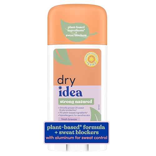 Dry Idea Plant Based Antiperspirant with Aluminum Sweat Blockers Invisible Solid Deodorant for Women ? Fresh Breeze Scent, 2X Longer Sweat Protection, 72Hr Sweat & Odor Control for Sensitive Skin, 1pk