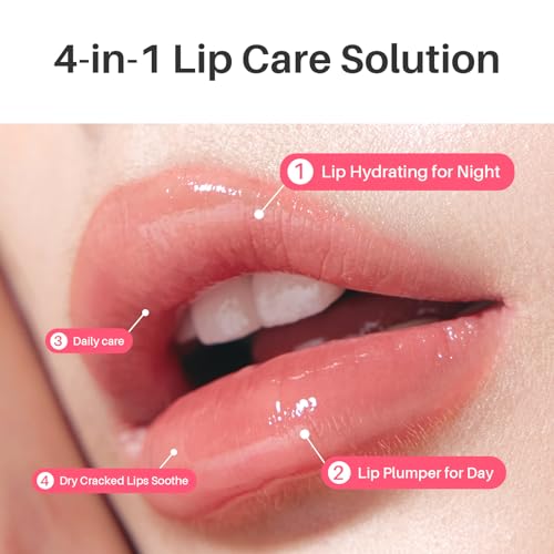 Blueberry Lip Mask Overnight, Dual-Color Lip Sleeping Mask for Reduce Fine Lines, Nourish and Hydrating Dry Cracked Skin with Vitamin C and Shea Butter -0.42 Fl Oz
