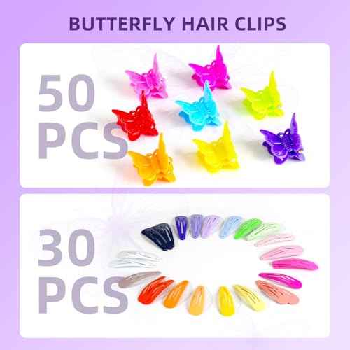 Hair Accessories Set for Girls Toddlers - Colorful Small Bands for Hair, No Damage Elastic Hair Ties, Clips and Topsy Tail Tools