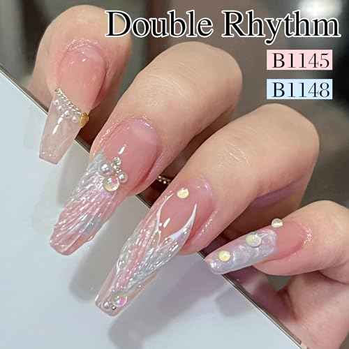 Double Rhythm Gel Nail Polish Set of 6 Colors Baby Light Pastel Milky Nail Polish Starter Kit Art DIY Salon Home (Pearl White Pink Green Blue Yellow Purple,Kit 30)