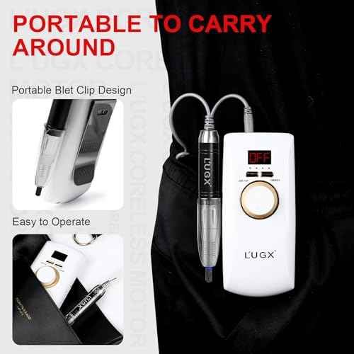 Professional Nail Drill Machine, L'UGX Electric Nail File 30000 RPM Nails Drill for Acrylic Nails with 8 Nail Drill Bits