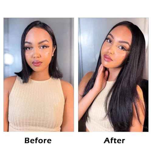 Straight Clip in Hair Extensions Real Human Hair 8Pcs Remy Human hair Clip ins for Women, Natural Soft Human Hair 120g 24inch #1B Natural Black