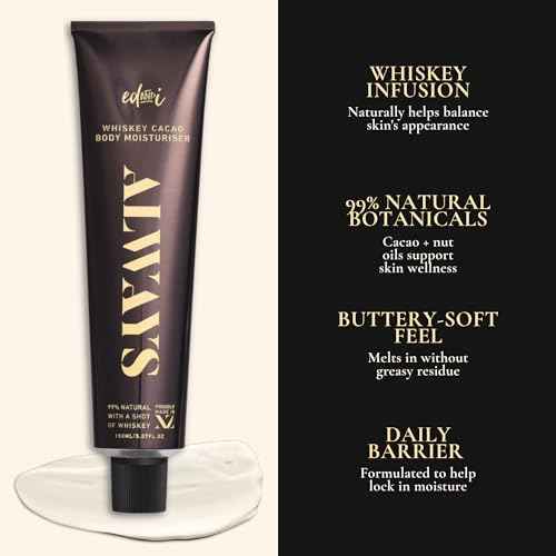 ed&i ALWAYS Moisturizer Body Lotion, Skin Lotion for dry, dull or aging Skin, Smoothing Body butter for all, Hydration Support for Daily Moisturizing - Whiskey Cacao Buttery 5.07 oz