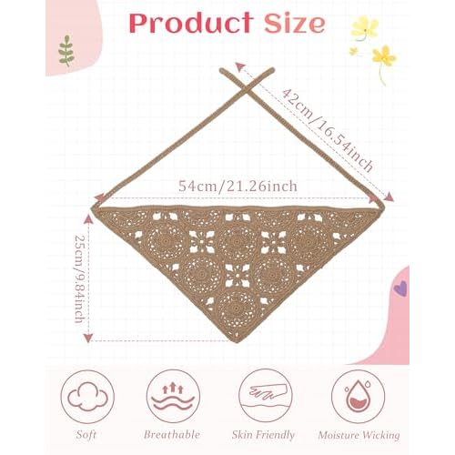 HAIMEIKANG Floral Crochet Hair Bandanas Headscarf 2 PCS Women Hair Scarf Daisy Headband Vintage Head Kerchief for Girls