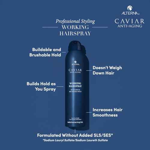 Alterna CAVIAR Anti-Aging Working Hairspray | Buildable, Brushable Hold | Helps Control Frizz & Adds Shine | Sulfate Free