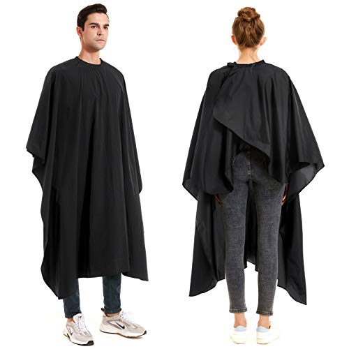 5 Pack Barber Cape for Men, Salon Large Hair Cutting Cape, 64"x56" Nylon Waterproof Haircut Cape with Adjustable Snap Closure Color Capes, Professional Stylist Hairdresser Apron Adults -Black