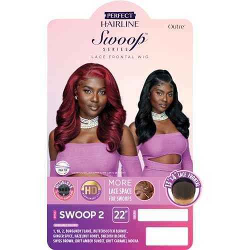 Outre Lace Front Wig - Perfect Hair Line 13X4 - Swoop Series - Swoop 2 (BURGUNDY FLAME)
