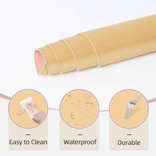 Makeup Mat for Vanity to Protect Desk Top, Dual-Sided Makeup Mat, Easy to Clean Desk Pad - Waterproof and Oilproof Vanity Accessories, 23.6 x 11.8 in (Gold and Pink)
