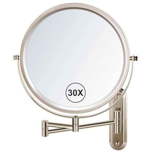 Wall Mounted Makeup Mirror - 1X/30X Magnifying Makeup Mirror with Extended Arm 360¡ÆSwivel Vanity Mirror, 8.5in Double Sided Mirror for Bathroom, No Lights