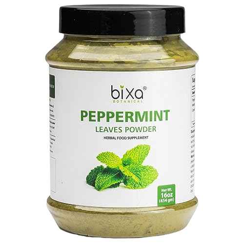 bixa BOTANICAL Peppermint Leaves Powder | Mentha Piperita | 1 Pound / 16 OZ | Ayurveda Herbal Supplement | Gluten Free, Non-GMO, Steam Treated, Vegan, 100% Pure.