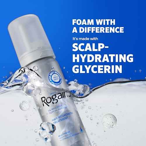Men¡¯s Rogaine 5% Minoxidil for Men Foam, Clinically Proven Regrowth for Thinning Hair, Topical Hair Loss Treatment, Unscented Topical Aerosol, Results in 8?16 Weeks, 3-Month Supply, 3 x 2.11 oz