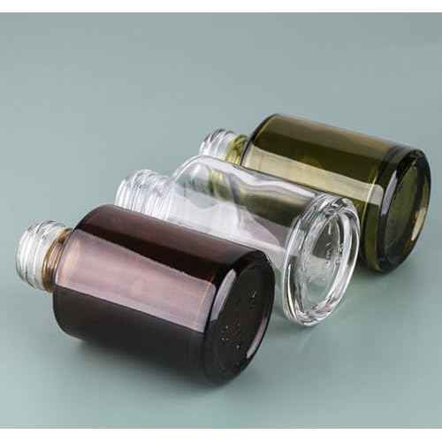 2 Pcs 60ml 2oz Glass Travel Bottles Leakproof Liquid Foundation Bottle Lotion Pump Bottles Lotion Dispenser Soap Dispenser Cosmetics Containers Jar with Black Pump(Wine Red and Green)