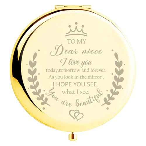 Soulpetals Niece Gifts Compact Mirror for Niece from Aunt to My Niece Makeup Mirror Birthday Gifts for Niece from Auntie Uncle Gifts for Niece Birthday Christmas