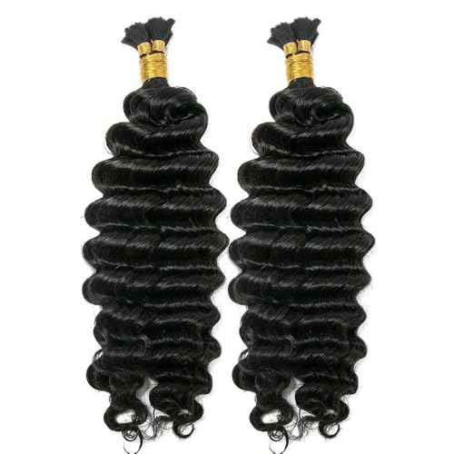 Pre-Divided Deep Wave Double Drawn Human Hair For Boho Braids Curly Bulk Human Hair No Weft For Braiding Human Hair Extensions 16inch 200g