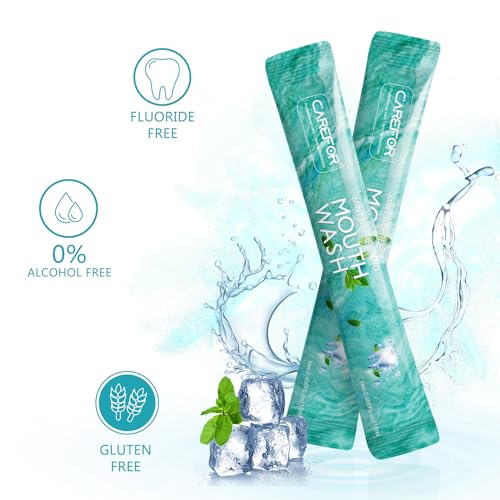 Mouthwash Travel Size Portable Packets to Go, Alcohol & Fluoride Free Fresh Mint MouthwashStrips for Superior Oral Hygiene,30 Individual Disposable Mouthwash Packs(Pack of 30)