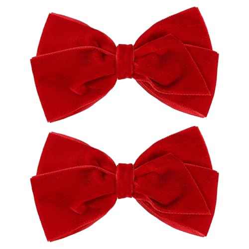 Red Velvet Ribbon Hair Bow Clips 4.5" Christmas Valentines New Year Gift Fall Alligator Barrettes Hair Pins Party Dress outfit Decor Accessory for Teen Toddler Girls Kids Women