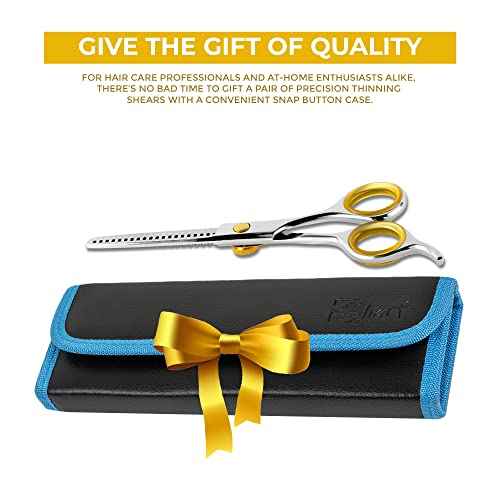 SHARF Gold Touch Barber 5.75 Inch, 20-Tooth Professional Thinning Shears 440c Japanese Stainless Steel Barber Scissors For Men and Women