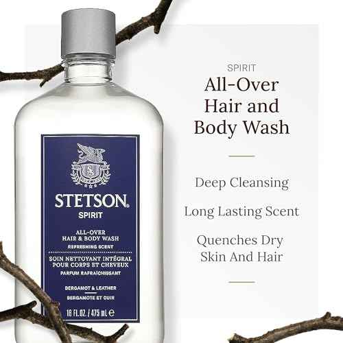 SCENT BEAUTY STETSON Personal Care All Over Hair & Body Wash Moisturizing Body Wash & Shampoo - 16 oz - 3 Pack - Spirit