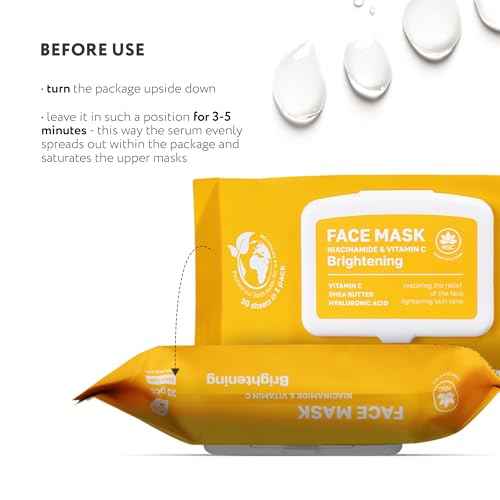 Korean Sheet Masks with Niacinamide & Vitamin C - 30-Pack Premium Face Mask Set - Intensive Hydrating Sheet Mask Collection - Advanced K-Beauty Skincare - Complete Monthly Supply for Daily Face Care