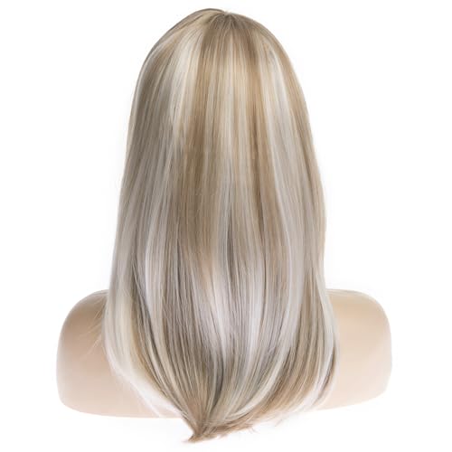 Dsimeig Long Blonde Wigs for Women Natural Straight Blonde Wig with Bangs,Synthetic Hair Wig for Daily Party Use