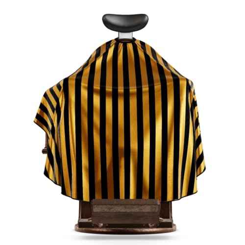 Professional Barber Cape - Hair Cutting Cape with Adjustable Neck Closure, Salon Quality Styling Cape for Hairdressers and Barbers - Gold Stripe
