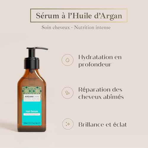 Arganicare Natural Argan Oil Serum with Jojoba Oil - Hair Growth Formula for Damaged Hair, Dry Scalp Treatment & Frizz Control - Vegan Shea Moisture Blend