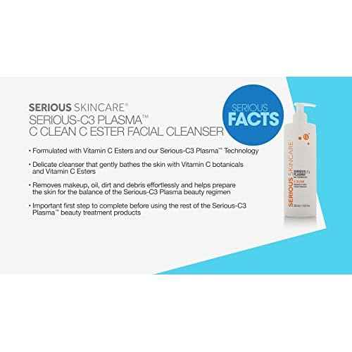Serious Skincare Hydrating C Clean Facial Cleanser, Gentle Face Wash with Vitamin C and E, Hydrolyzed Collagen, Botanical Extracts, 12 oz.(1) and 4 oz.(1)