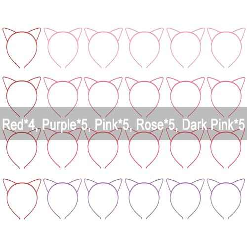 COCIDE 24Pcs Cat Ears Headbands Plastic Taylor Party Decorations Kitty Headbands for Girls Gabby Party Favors Birthday Supplies for Women Halloween Hair Accessories Hair Hoops Costume