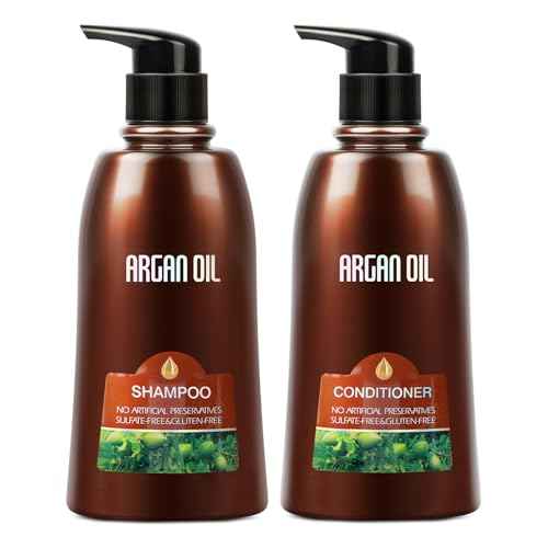 2 Pack Argan Oil Sulfate Free Shampoo and Condtioner Sets with Moisturizing Hair Mask for Dry Damaged,Color-Treated Frizzy Curly Hair,750ML*2