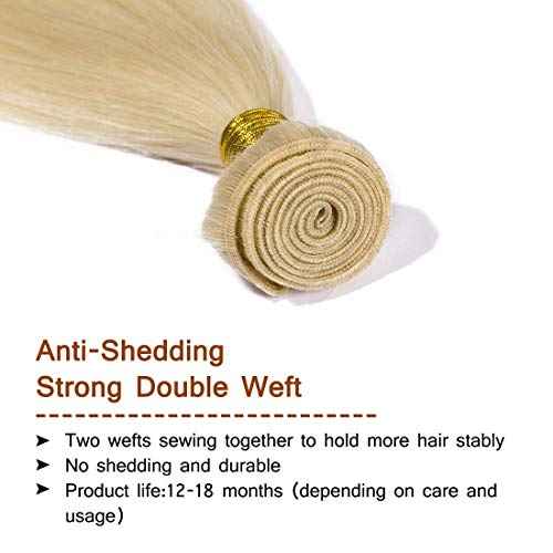 613 Brazilian Virgin Hair Bundles Blonde Silky Straight Human Hair Extensions Replacement Bundle for Women 30 inches