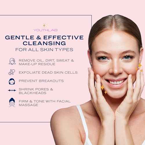 SoniGlow Silicone Facial Cleansing Brush ? Electric Vibrating Skincare Scrubber Tool for Deep Pore Cleansing, Gentle Massage, Makeup Removal, Waterproof and Rechargeable (Navy)