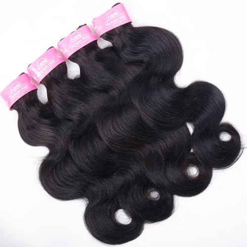 RESACA Body Wave 4 Bundles Human Hair Weave Weft Extentions Bundles for Women 22 24 26 28 Inch 100% Unprocessed Brazilian Virgin Human Hair (Nature Color Black)