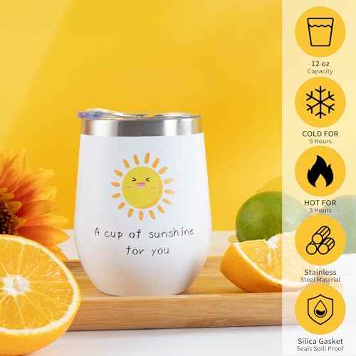 Birthday Gifts for Women, 9 PCS Sunflower Package with Tumbler and Bath Bombs, Relaxing Spa Self Care Gifts Basket for After Surgery, Get Well Gifts for Women, Thinking of You Gifts for Her
