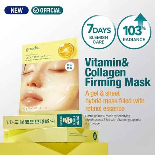 GOODAL Green Tangerine Vita C Gel Mask, Deep Moisturizing Hydrogel Essence, Vitamin C Face Mask for Glass & Glow Skin, Overnight Facial Mask, Jelly Mask for Sensitive Skin, Korean Skin Care, 5EA