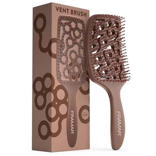 FRAMAR Professional Vented Hair Brush ? Curved Hair Brush For Blow Drying, Wet Paddle Brush For Hair, Vent Brush For Blow Drying, Wet Hairbrush For Women ? Heat Resistant ? Chocolate