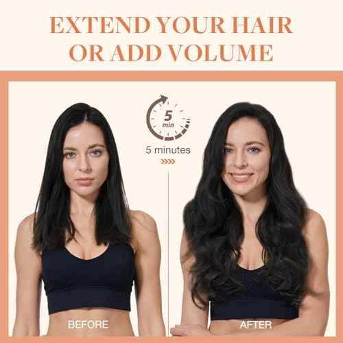 GOO GOO Invisi Edge Clip in Hair Extensions 20inch 150g 7Pcs Injected Seamless PU Clip in Hair Extensions, Virgin Real Human Hair, 2 Dark Brown