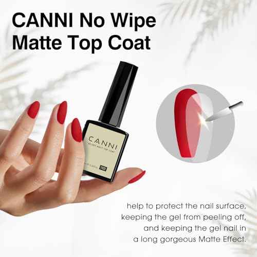 CANNI Matte Top Gel Nail Polish ? 9ML Long-Lasting Soak Off UV LED Gel, Matte Finish for DIY Nail Art at Home or Salon