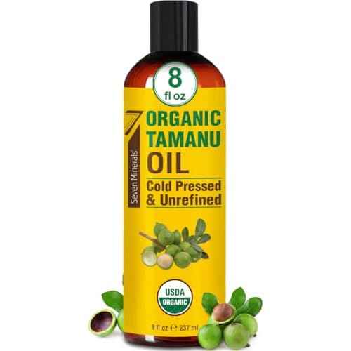 Seven Minerals USDA Organic Tamanu Oil - Big 8oz (240ml) - Cold Pressed & 100% Pure Tamanu Organic for Skin, Face, Hair, & Nails - GMO & Hexane Free Nutrient Dense Carrier Oil that Absorbs Easily