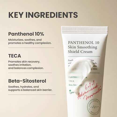 AXIS-Y Panthenol 10 Skin Smoothing Shield Cream - Daily Facial Moisturizer Barrier Cream for Long Lasting Hydration & Soothing - Vegan Korean Skin Care Face Lotion - 1.69 fl. oz.