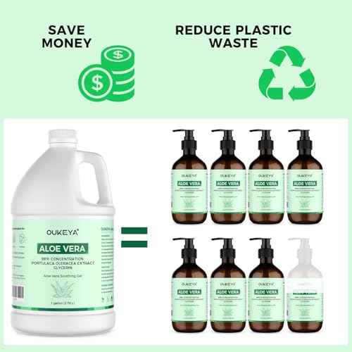 OUKEYA 1 Gallon, Aloe Vera Gel ? Soothing, Hydrating, and Nourishing for Face & Body | 98% Natural Aloe Vera, Pure & Organic for After Sunburn Relief, Skincare & Hair Hydration, Calming Moisturizing
